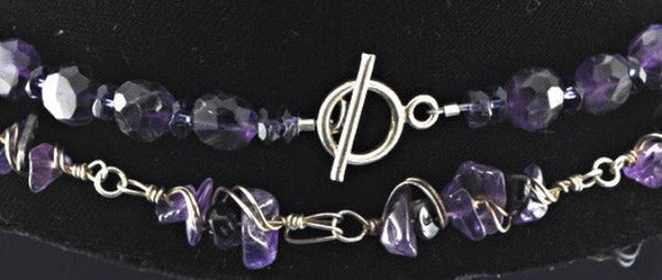 2 Purple Amethyst Necklaces 20 1/2" and 17 1/2" Faceted