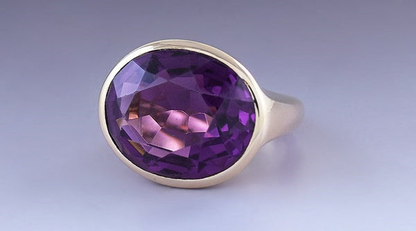 Vibrant Purple Amethyst 14k Yellow Gold & ~14.5ct Statement Ring Size 4.5