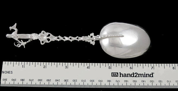 Antique c1890 Dutch Colonial Silver Woman w/ Anchor Dove for Hope Serving Spoon