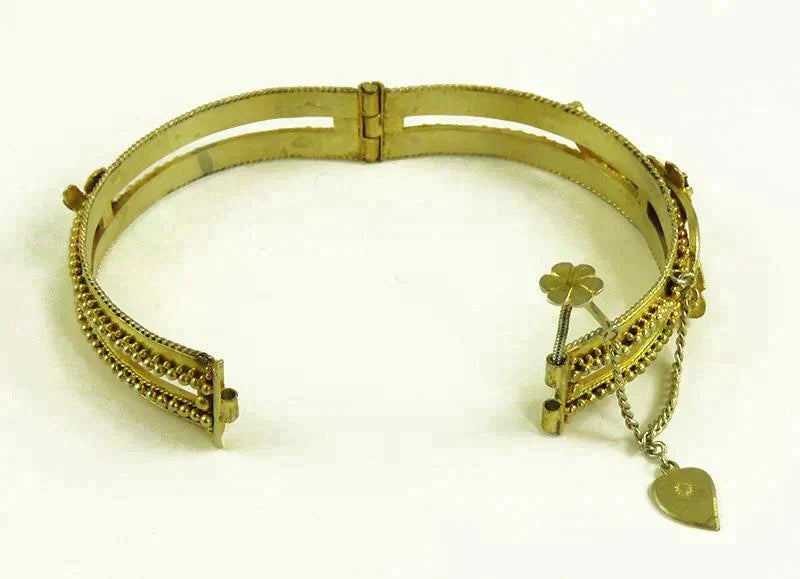 Antique c1920 Hand Made Indian Gilded Silver Ruby Bracelet 6 1/2 inches
