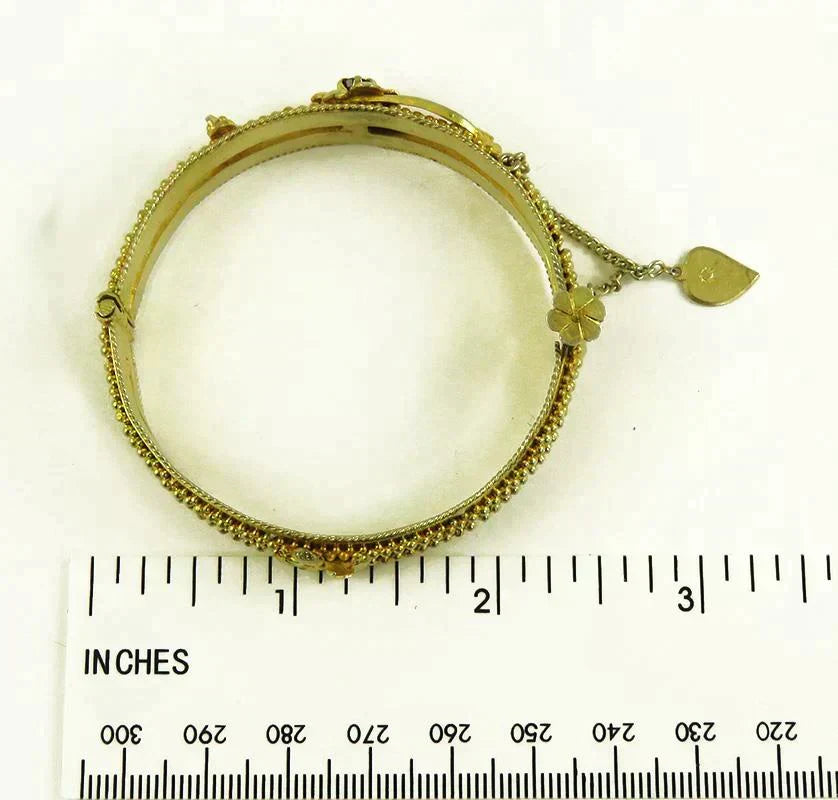 Antique c1920 Hand Made Indian Gilded Silver Ruby Bracelet 6 1/2 inches