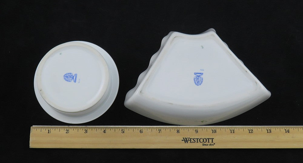 Herend Chinese Bouquet Green Handpainted Bone China Porcelain Hors D'Oeuvre Dish