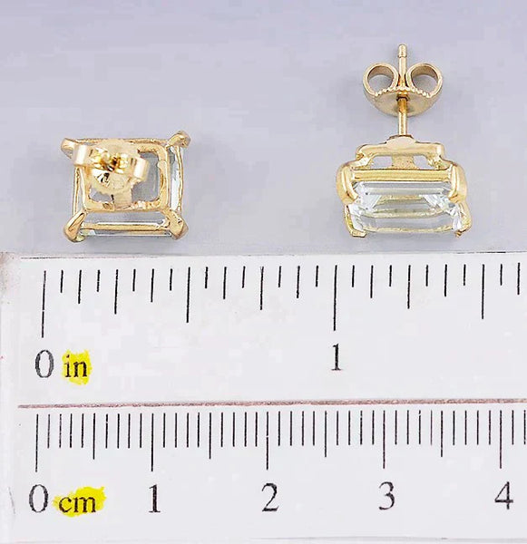 Stunning Pair of 14K Gold & ~4.5ct Aquamarine Stud Earrings