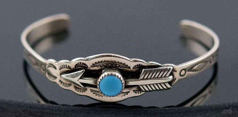 U.S. Vintage Sterling Silver and Turquoise Child's Size Cuff Bracelet