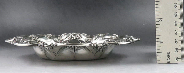 2 Antique c1900 Art Nouveau Hibiscus Flower Whiting Sterling Silver Bowls