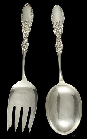 Old Amston Tyrolean Sterling Silver Salad Fork Spoon Serving Set