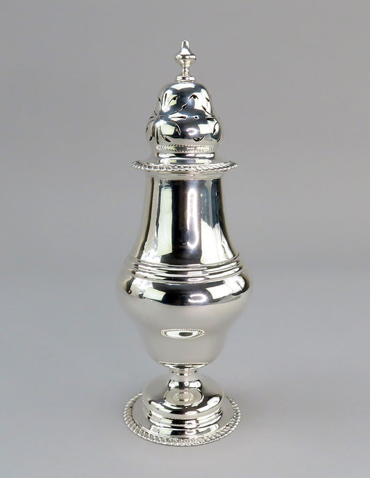 Superb 1909 English Sterling Silver Gadrooned Caster Shaker Muffineer 8.5"