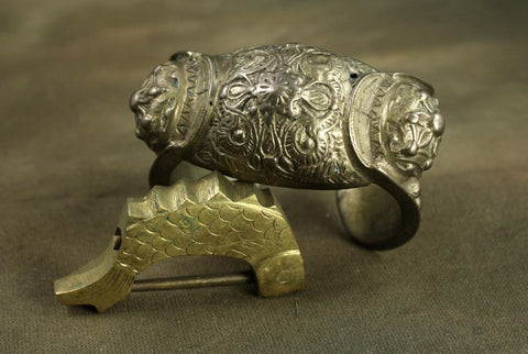 Southeast Asia Metal Cuff Engraved Bracelet and Fish Keyring