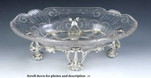 1901 Gorham Huge Athenic Art Nouveau Cut Glass Sterling Silver Bowl