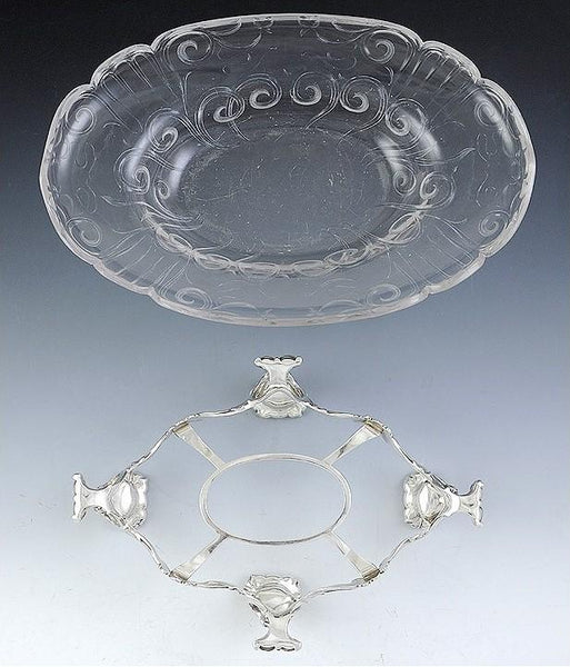 1901 Gorham Huge Athenic Art Nouveau Cut Glass Sterling Silver Bowl