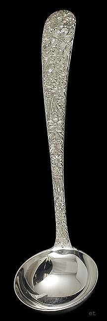 Vintage c1940 Kirk Repousse Sterling Silver Gravy Sauce Ladle