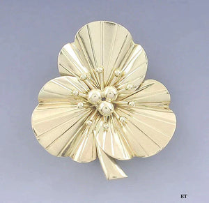 Lovely Tiffany Co 14k Gold Flower Pansy or Clover Brooch/Pin