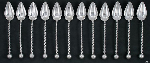 12 Dominick & Haff Twist Handle Sterling Orange Spoons