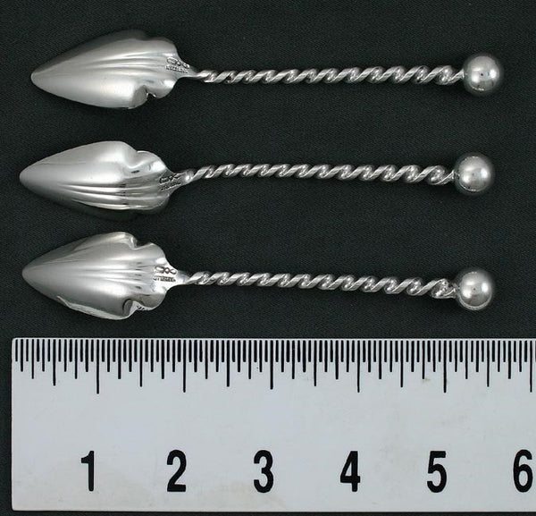 12 Dominick & Haff Twist Handle Sterling Orange Spoons