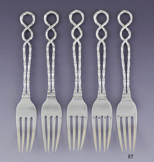 Antique c1880-1900 Great set 5 Chinese Export Silver Wang Hing Forks