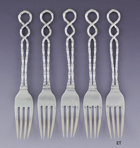 Antique c1880-1900 Great set 5 Chinese Export Silver Wang Hing Forks
