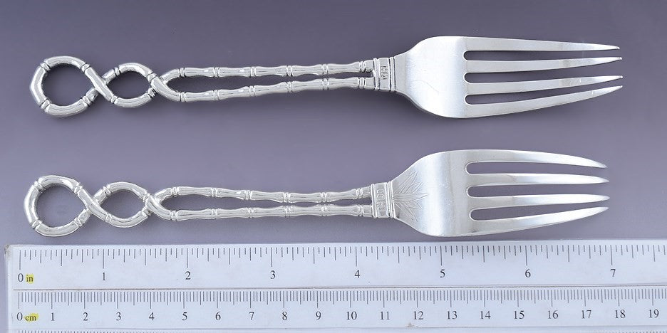 Antique c1880-1900 Great set 5 Chinese Export Silver Wang Hing Forks