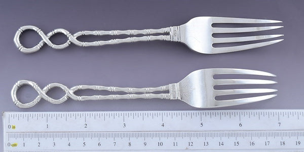 Antique c1880-1900 Great set 5 Chinese Export Silver Wang Hing Forks