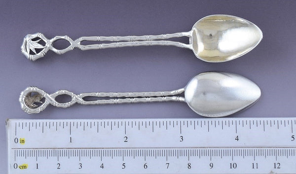 c1880-1900 Great set 6 Chinese Export Silver Wang Hing Coffee Spoons