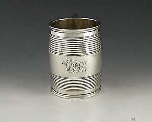 Antique English Georgian 1817 Sterling Silver Barrel Form Mug Cup