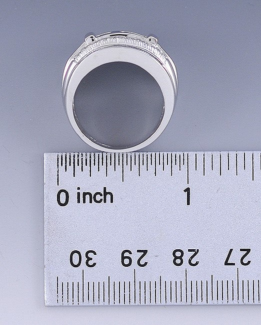 Gorgeous 14k White Gold Diamond Blue Sapphire Channel Set Ring Size 7