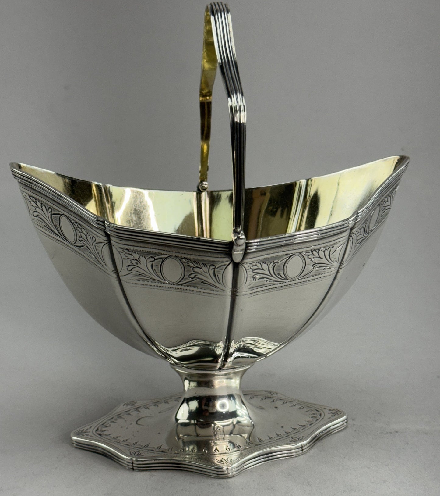 Lovely Antique English Georgian Sterling Silver Handled Basket 1790