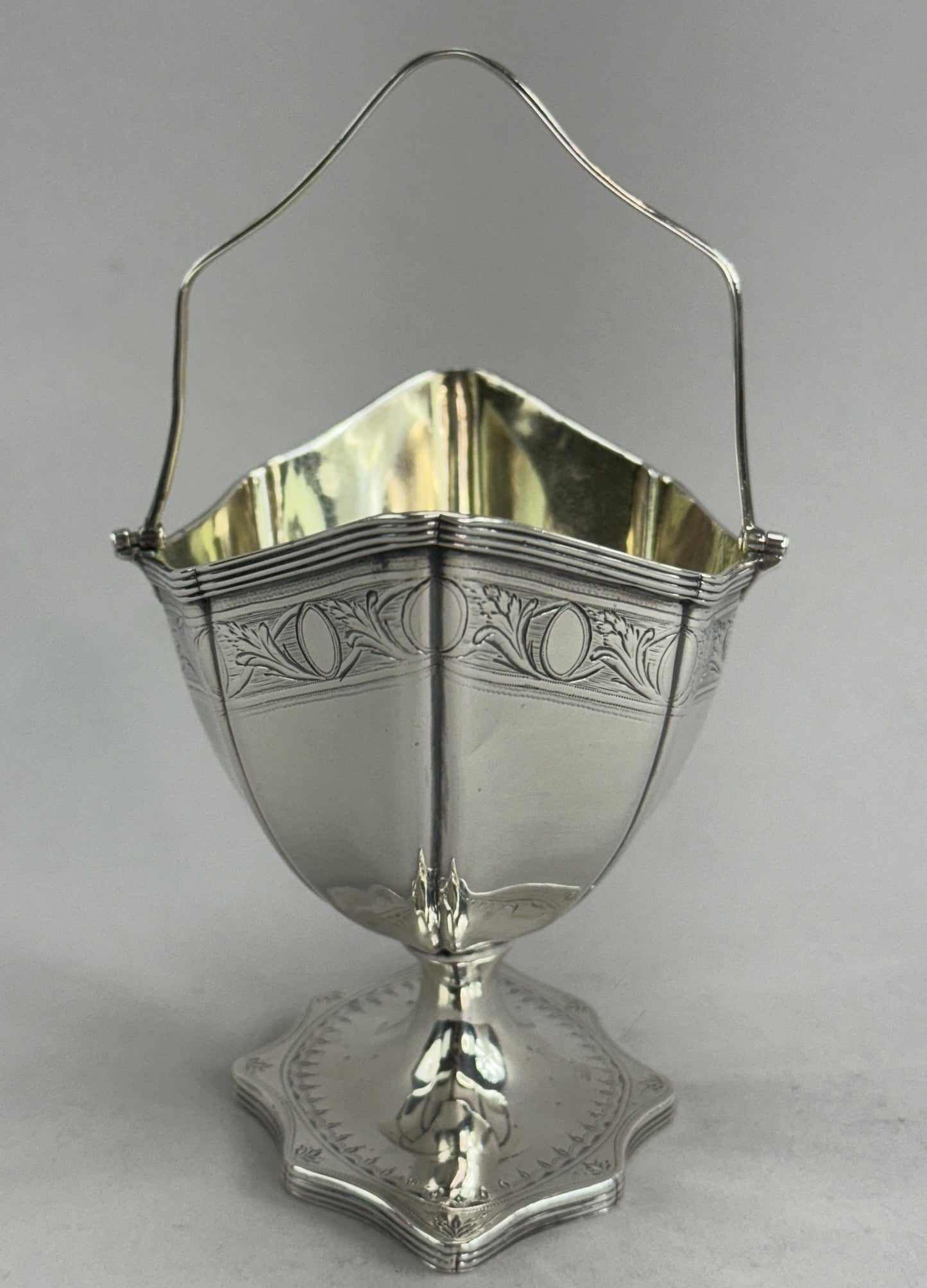 Lovely Antique English Georgian Sterling Silver Handled Basket 1790