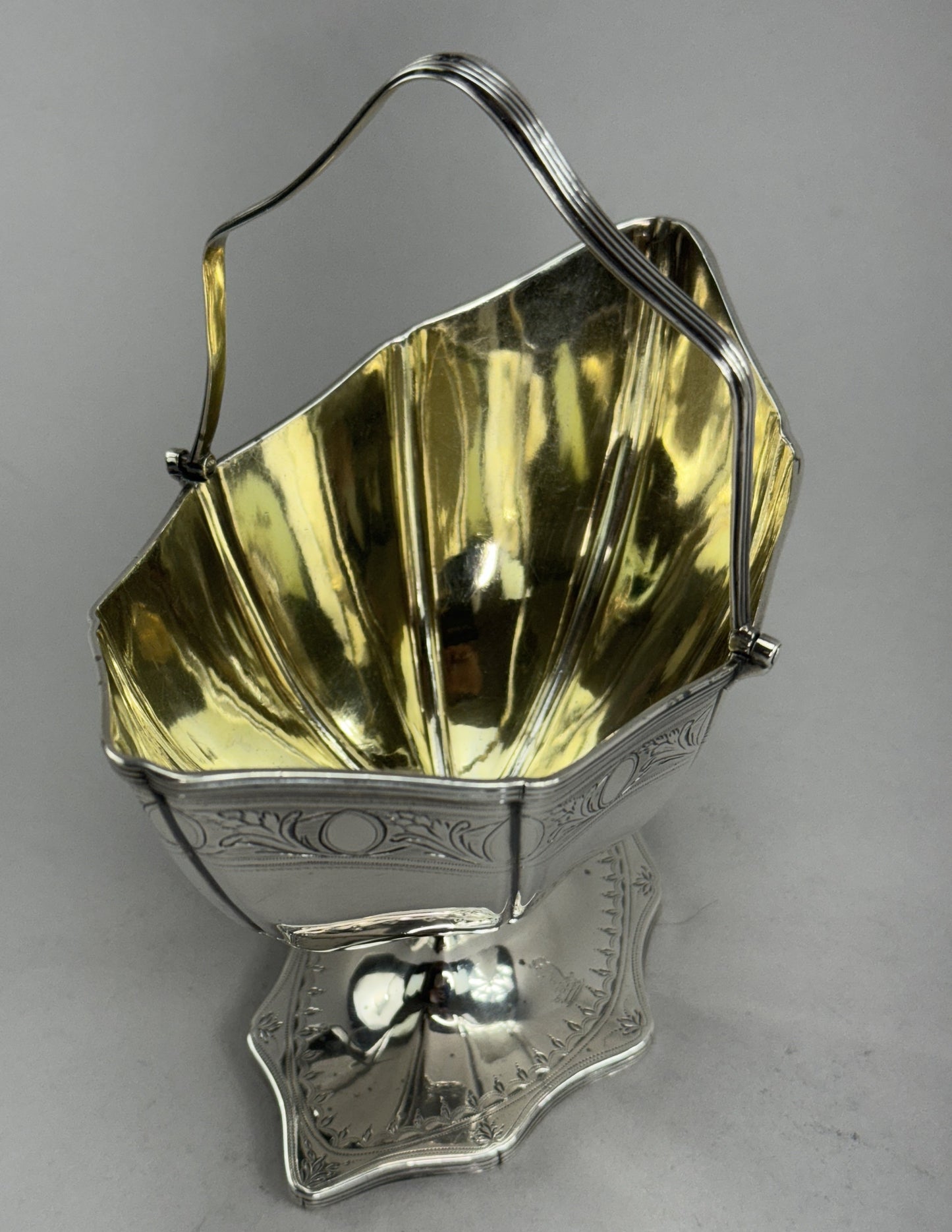 Lovely Antique English Georgian Sterling Silver Handled Basket 1790