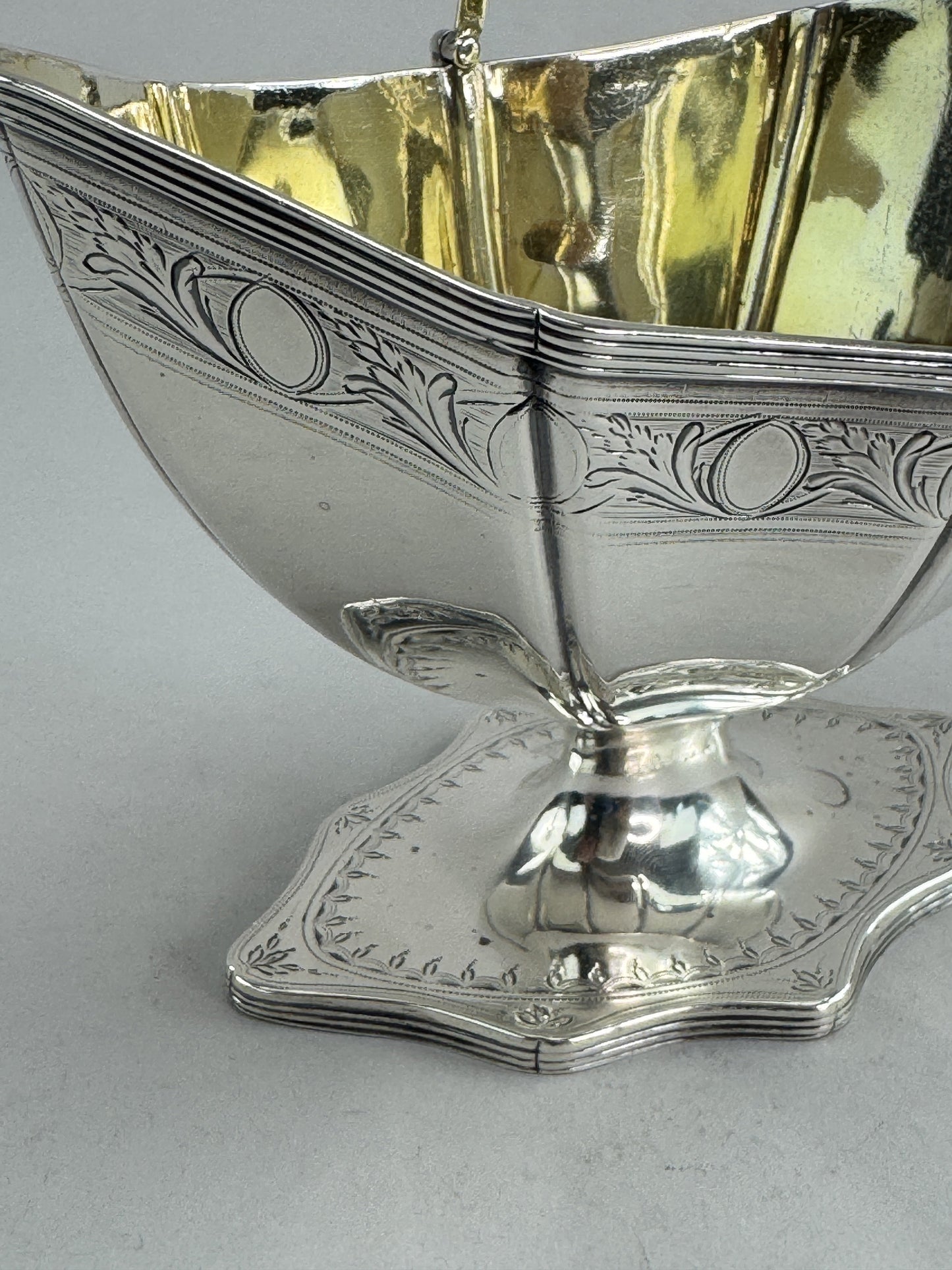 Lovely Antique English Georgian Sterling Silver Handled Basket 1790