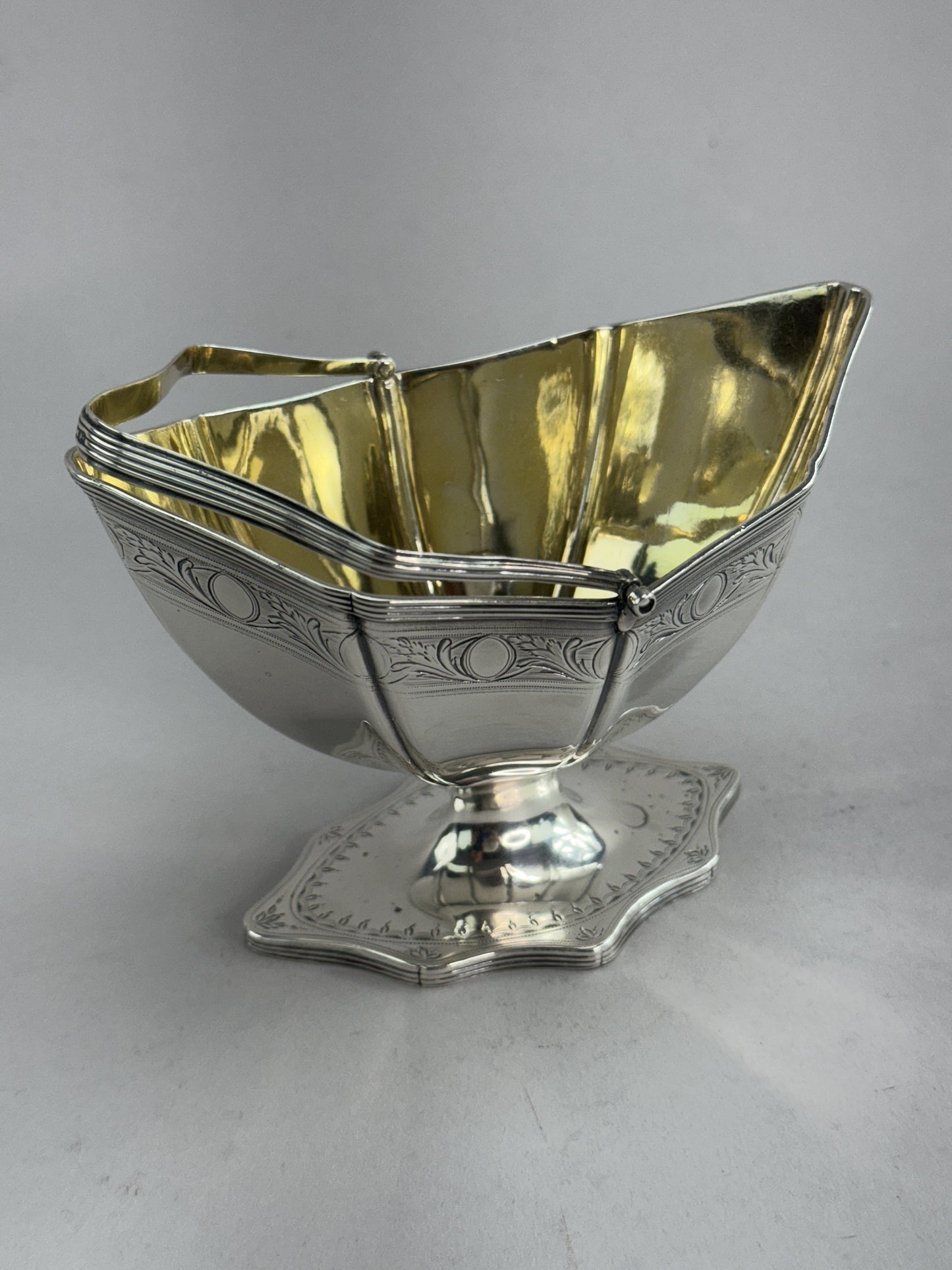 Lovely Antique English Georgian Sterling Silver Handled Basket 1790