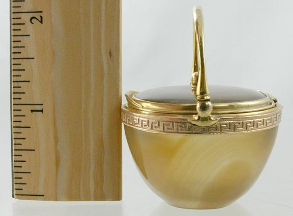 1830 Agate & 14k Gold Box Continental European