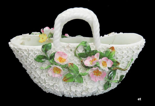 19th Century German Porcelain Schneeballen style Flower Basket