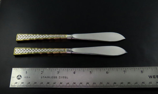 2 Sterling Silver Butter Knives Golden Tradewinds by International 7 1/4"