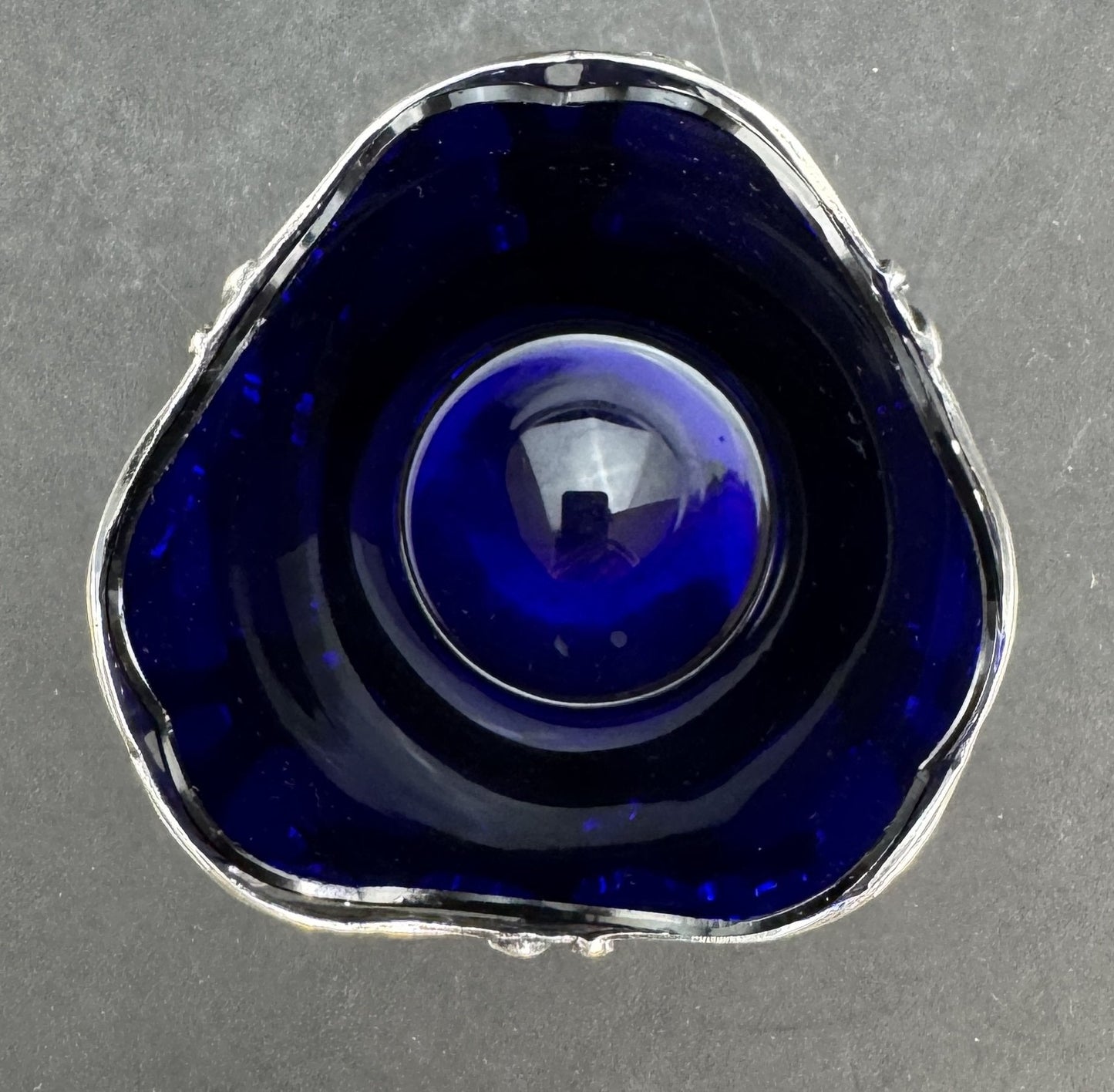 Pre Revolution French 1st Standard 950 Silver Openwork Bowl Basket Cobalt Liner