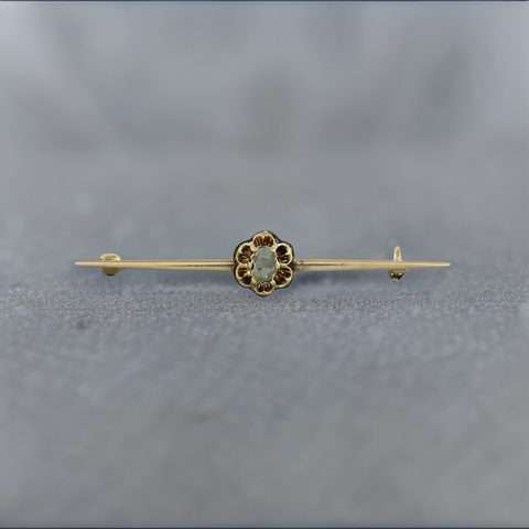 Victorian 1880s 14K Rose Gold Mine Cut Diamond Bar Pin