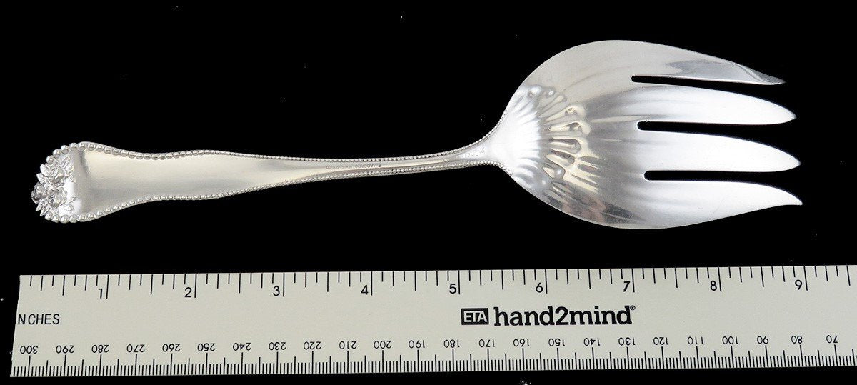 Antique Sterling Silver Gorham Lancaster Rose 1897 Large Serving Fork 9 1/8"