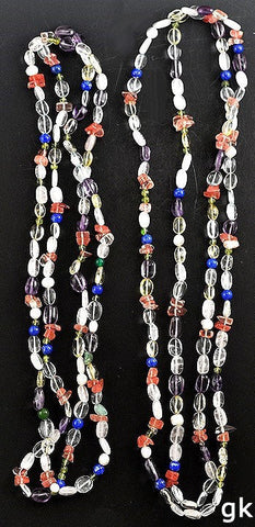 2 Great Colorful Genuine Stone Beaded Necklaces Tumbled Amethyst Pearl Citrine