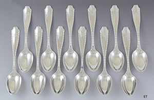 Great set 12 Tiffany & Co Sterling Silver Marquise 1902 Place Spoons
