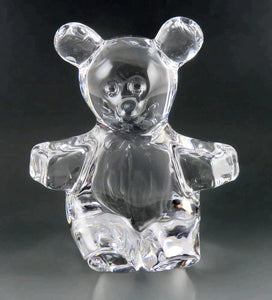 Vintage Daum France Crystal Glass Teddy Bear Paperweight/Figurine 7" SIGNED