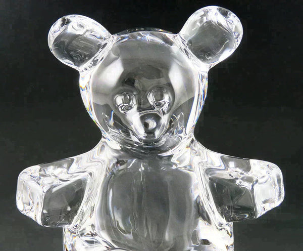 Vintage Daum France Crystal Glass Teddy Bear Paperweight/Figurine 7" SIGNED