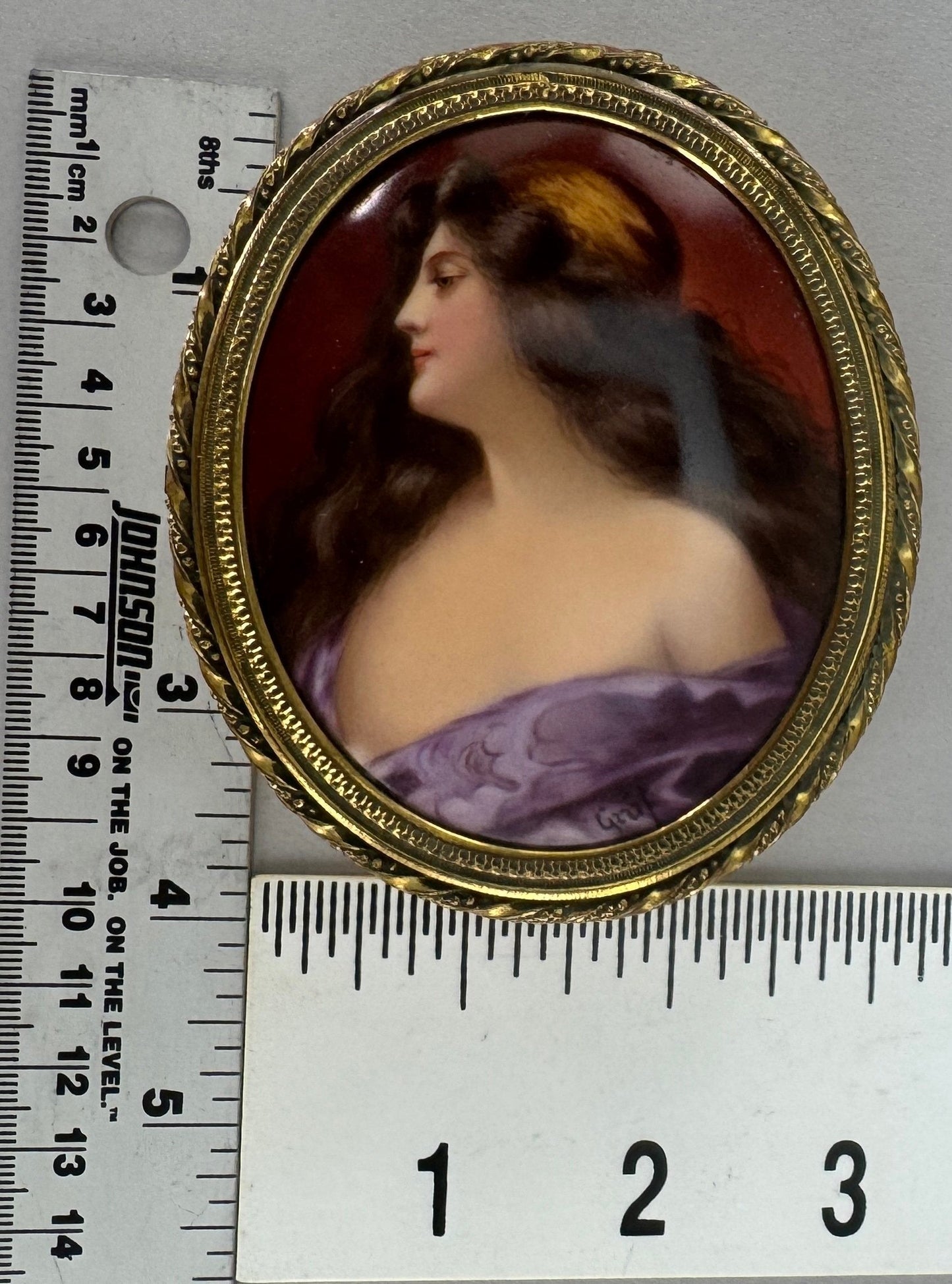 c1895 European Hand Painted Miniature Portrait of a Gypsy Woman Gilt Bronze Box