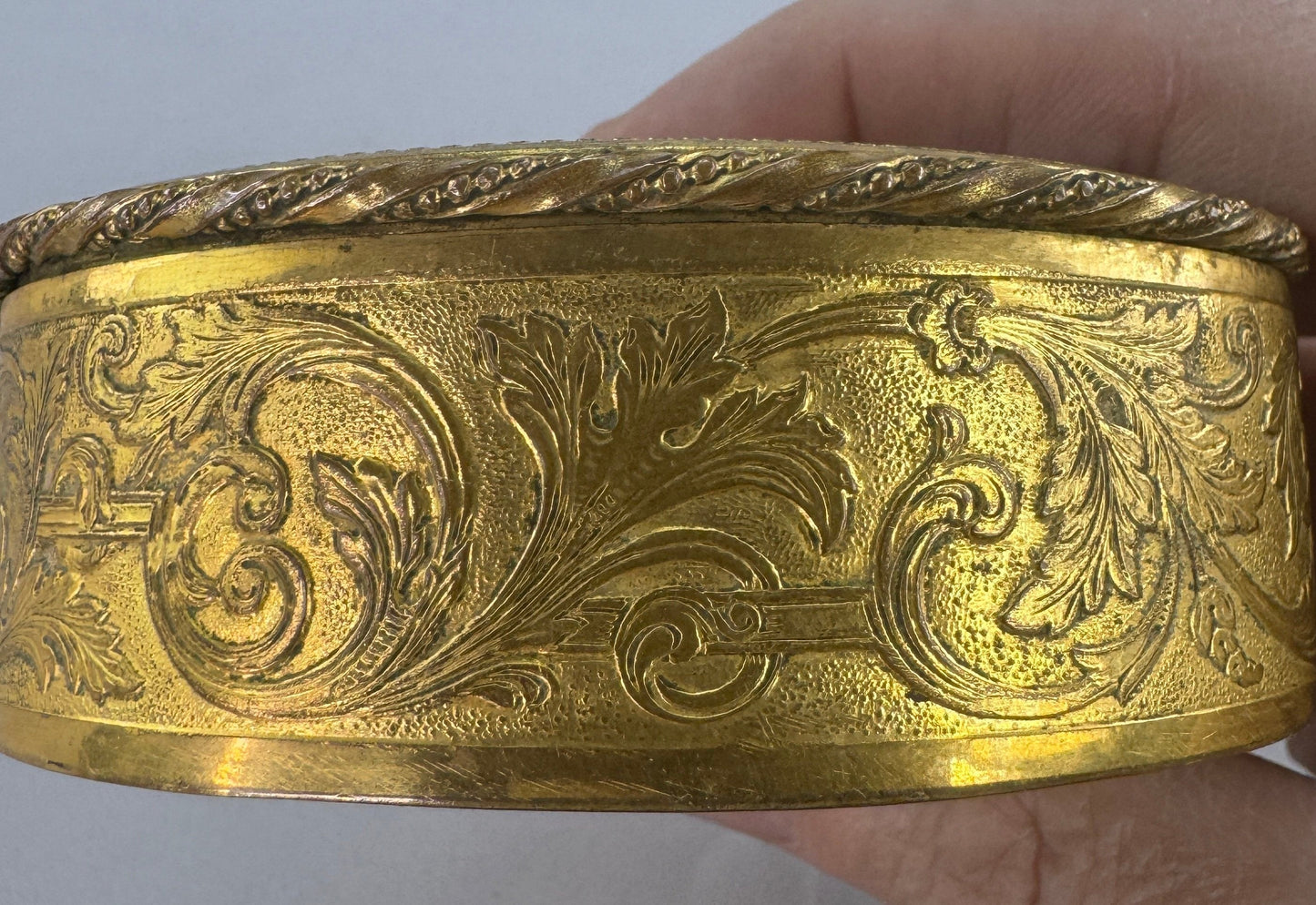 c1895 European Hand Painted Miniature Portrait of a Gypsy Woman Gilt Bronze Box