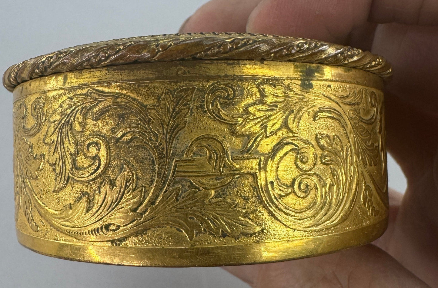 c1895 European Hand Painted Miniature Portrait of a Gypsy Woman Gilt Bronze Box