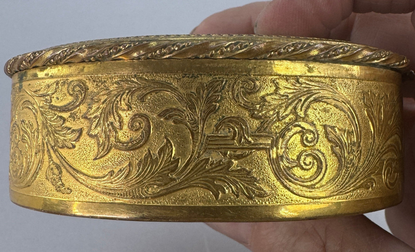 c1895 European Hand Painted Miniature Portrait of a Gypsy Woman Gilt Bronze Box