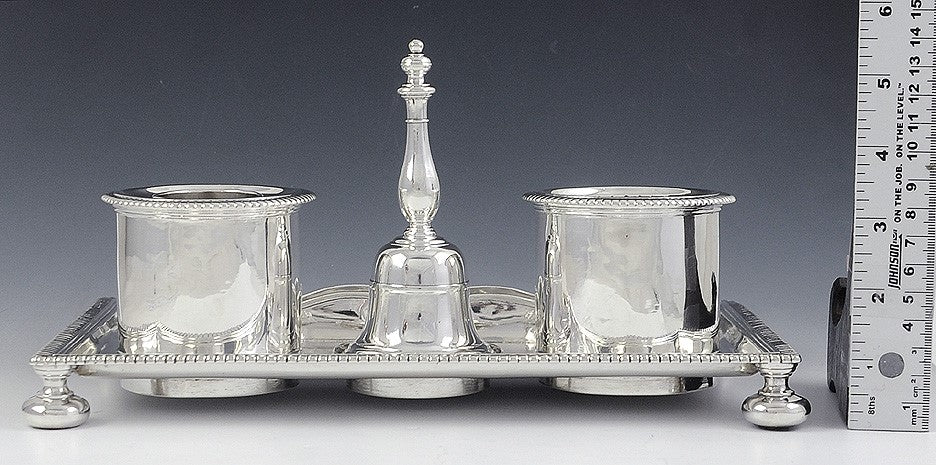 Must See! 1705 English Britannia 958 Silver Desk Set Inkwell Sander Bell Louis