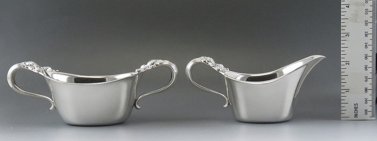 Antique c1895 Tiffany & Co Sterling Silver Thistle Clover Creamer Sugar Bowl