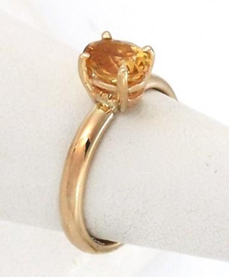 Honey Yellow 1.29 Carat Citrine 10K Yellow Gold Oval Ring Size 8.25