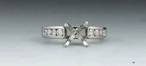 Very Fine Platinum & Diamond Engagement Ring Setting for a Large Stone