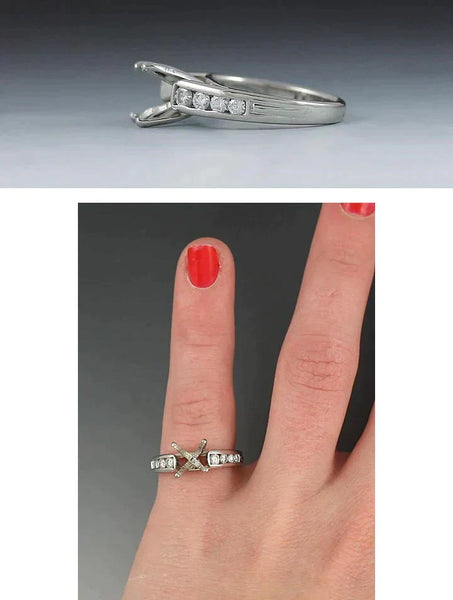 Very Fine Platinum & Diamond Engagement Ring Setting for a Large Stone