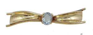 Attractive Vintage 14k Gold Aquamarine Bow Pin Brooch